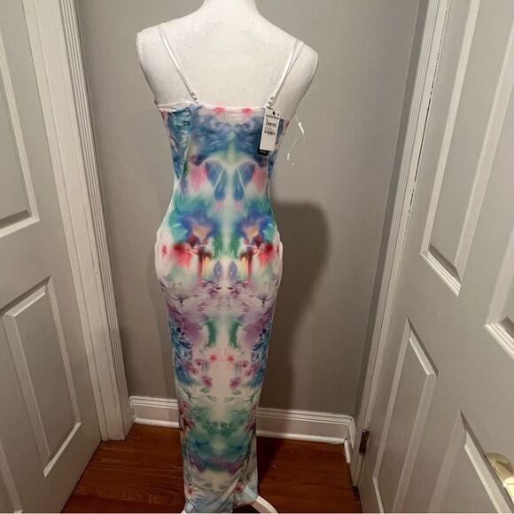 NWT AFRM Alyson Mesh Panel Maxi Dress size medium tie dye print - Picture 12 of 12